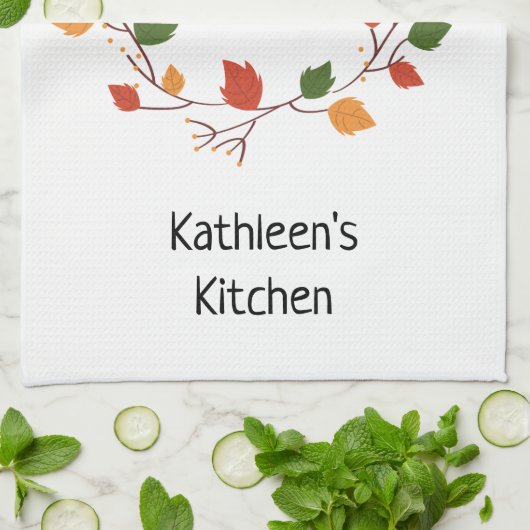 Dankbare Dankbarkeit gesegnete Blätter Fall Orange Geschirrtuch (Gefaltet)