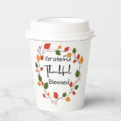 Dankbare Dankbarkeit gesegnete Blätter für den Ern Pappbecher (Vorderseite)