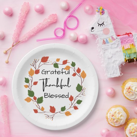 Dankbare Dankbarkeit gesegnete Blätter für den Ern Pappteller (Party)