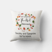 Dankbare Dankbarkeit gesegnete Blätter Hochzeit im Kissen (Rückseite)