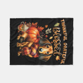 Dankbare Dankbarkeit gesegnete Dackel Fall Y'all Fleecedecke (Vorderseite (Horizontal))