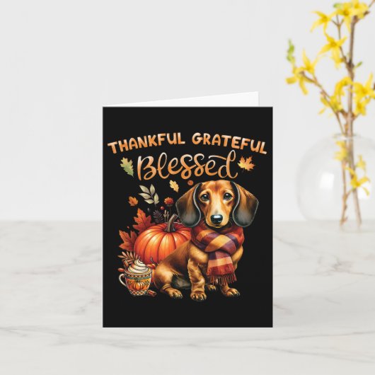 Dankbare Dankbarkeit gesegnete Dackel Fall Y'all Karte (Gelbe Blume)