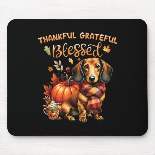 Dankbare Dankbarkeit gesegnete Dackel Fall Y'all Mousepad (Vorne)