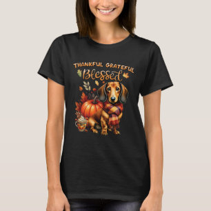 Dankbare Dankbarkeit gesegnete Dackel Fall Y'all T-Shirt
