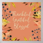 Dankbare Dankbarkeit gesegnete Erntedank Art Print Poster (Vorne)