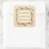 Dankbare Dankbarkeit gesegnete Erntedank-Aufkleber Quadratischer Aufkleber (Tasche)