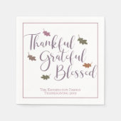 Dankbare Dankbarkeit gesegnete Erntedank-Blätter Serviette (Vorderseite)