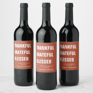 Dankbare Dankbarkeit gesegnete Erntedank Weinkarte Weinetikett