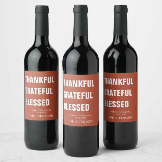 Dankbare Dankbarkeit gesegnete Erntedank Weinkarte Weinetikett (Flaschen)