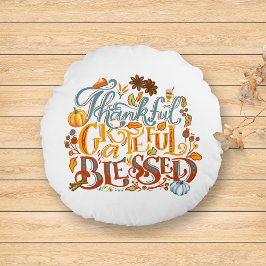 Dankbare Dankbarkeit gesegnete Herbstkrippe Fall Rundes Kissen