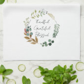 Dankbare Dankbarkeit gesegnete Herbstlaub Erntedan Geschirrtuch (Gefaltet)