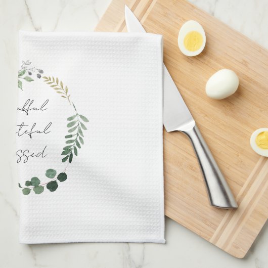 Dankbare Dankbarkeit gesegnete Herbstlaub Erntedan Geschirrtuch (Viertel Falte)