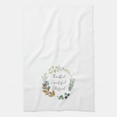 Dankbare Dankbarkeit gesegnete Herbstlaub Erntedan Geschirrtuch (Vertikal)