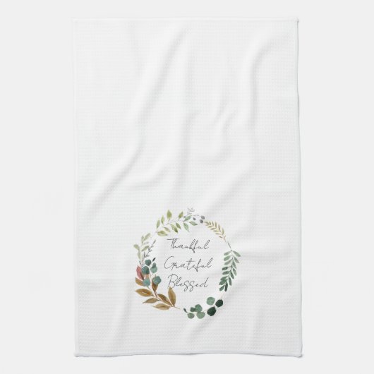 Dankbare Dankbarkeit gesegnete Herbstlaub Erntedan Geschirrtuch (Vertikal)