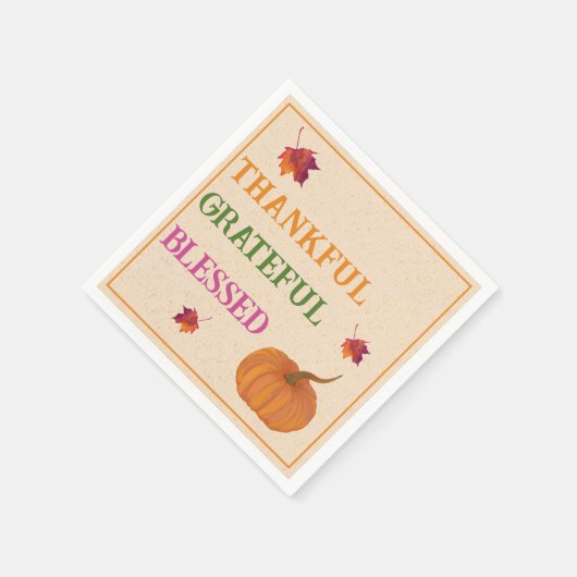 Dankbare Dankbarkeit gesegnete Herbstlaub Serviette (Ecke)