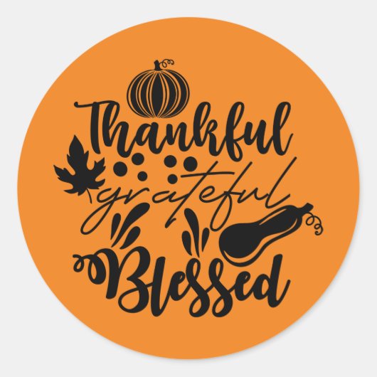 Dankbare Dankbarkeit gesegnete Wortart Fall Saison Runder Aufkleber (Vorderseite)