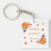 Dankbare Dankbarkeit Selig Orange Brown Herbstlaub Schlüsselanhänger (Vorderseite)