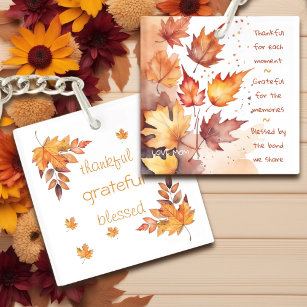 Dankbare Dankbarkeit Selig Orange Brown Herbstlaub Schlüsselanhänger