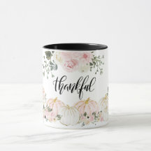 Dankbare Elegant White Pink Gold Pumpkin Floral