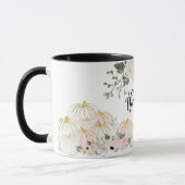Dankbare Elegant White Pink Gold Pumpkin Floral Tasse (Links)