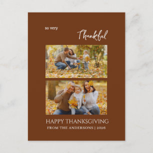 Dankbare Elegante Frohe Thanksgiving-Familie 2 Fot Feiertagspostkarte