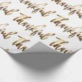 Dankbare Elegante Imitate Gold-Script-Erntedank Geschenkpapier (Ecke)