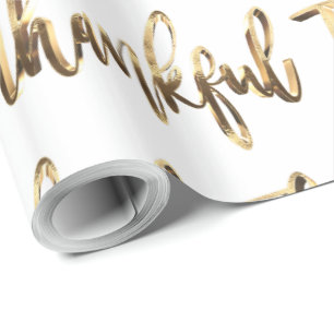 Dankbare Elegante Imitate Gold-Script-Erntedank Geschenkpapier