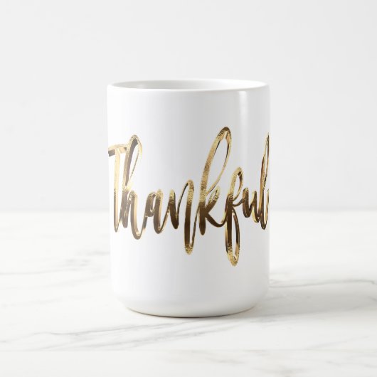 Dankbare Elegante Imitate Gold-Script-Erntedank Kaffeetasse (Mittel)