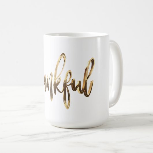 Dankbare Elegante Imitate Gold-Script-Erntedank Kaffeetasse (VorderseiteRechts)