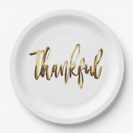 Dankbare Elegante Imitate Gold-Script-Erntedank Pappteller (Vorderseite)