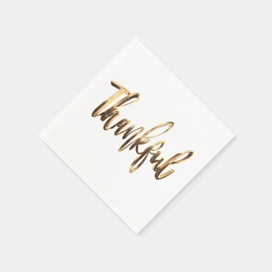 Dankbare Elegante Imitate Gold Script Erntedank Serviette (Ecke)