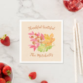 Dankbare, erfreute Herbstblätter und Beeren Papier Serviette (Beispiel)