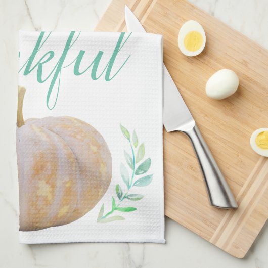 Dankbare Ernte Pumpkin & Laurels Geschirrtuch (Viertel Falte)