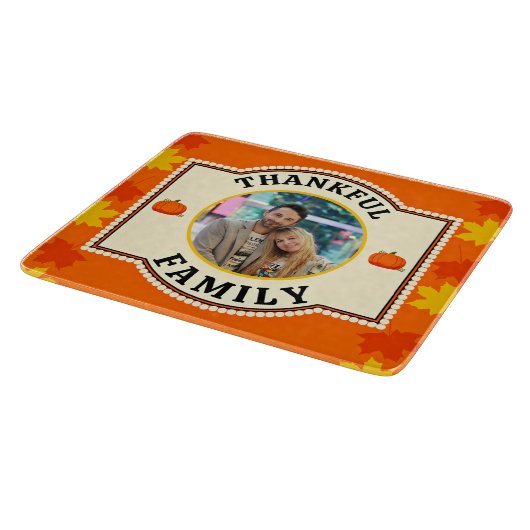 Dankbare Familie - Kundenspezifisches Erntedank-Fo Schneidebrett (Ecke)