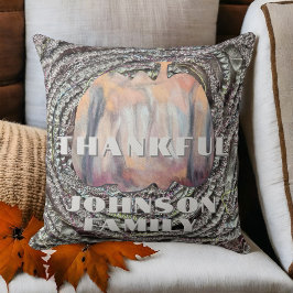 Dankbare Familienname Drehbuch Kürbis rustikalen H Kissen