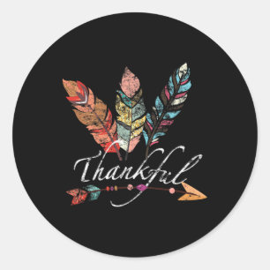 Dankbare Feder und Arrow Fall - Vintager Thanksg Runder Aufkleber