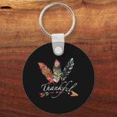 Dankbare Feder und Arrow Fall - Vintager Thanksg Schlüsselanhänger (Vorderseite)