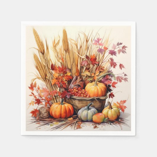 Dankbare Frau: Foliage und Florals Serviette (Vorderseite)