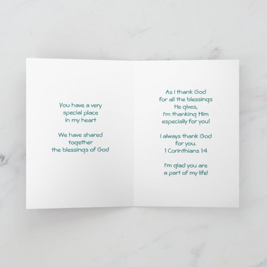 Dankbare Freundschaft Dankeskarte (Innenseite)