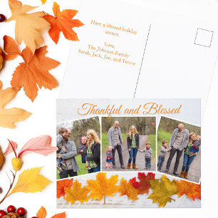 Dankbare Gesegnete Familien-Fotocollage Erntedankf Postkarte