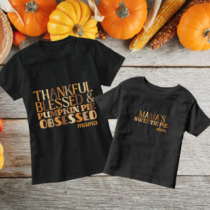 Dankbare Gesegnete Kürbiskuchen Besessene Mama T-Shirt