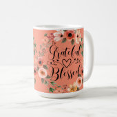 Dankbare Gesegnete Tasse - Wasserfarben-Blumenkran (VorderseiteRechts)