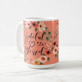 Dankbare Gesegnete Tasse - Wasserfarben-Blumenkran (Vorderseite Links)