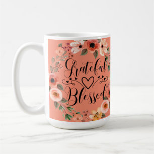 Dankbare Gesegnete Tasse - Wasserfarben-Blumenkran
