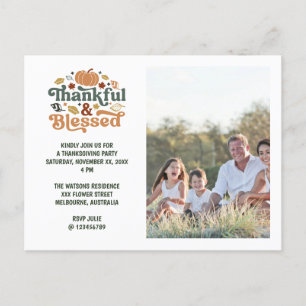 Dankbare & Gesegnete Thanksgiving-Foto-Einladung Postkarte