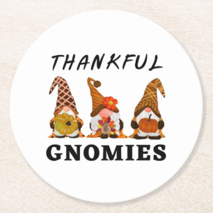 Dankbare Gnome mit Niedlichem Herbsttrio von Gnome Runder Pappuntersetzer