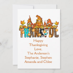 Dankbare Gnome Thanksgiving Day Flat Feiertagskart Feiertagskarte
