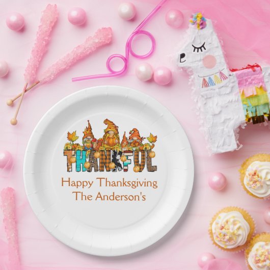 Dankbare Gnomes Fall Erntedank Herbstpumpen Pappteller (Party)