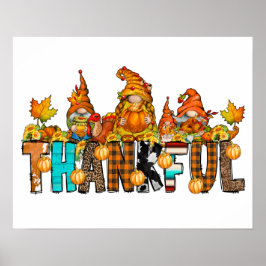 Dankbare Gnomes Fall Erntedank Herbstpumpen Poster
