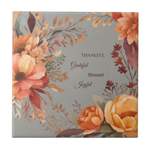 Dankbare Grateful Gesegnete Florale Danksagung Fliese